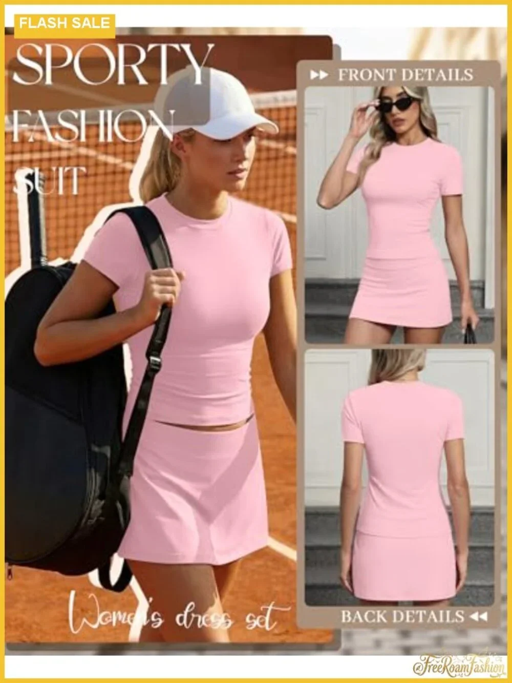 2 Piece Workout Set Womens Tennis Yoga Skirt Set Athletic Short Sleeve